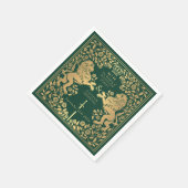 Serviette En Papier Mariage médiéval Green Royal Lion (Coin)