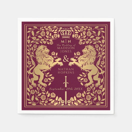 Serviette En Papier Mariage médiéval Red Royal Lion (Devant)