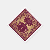 Serviette En Papier Mariage médiéval Red Royal Lion (Coin)
