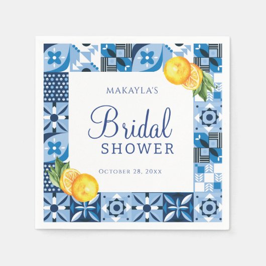 Serviette En Papier Mariage Méditerranéen au Citron, le Squeeze Princi (Devant)