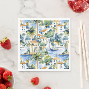 Serviette En Papier Mariage méditerranéen tropical