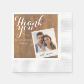 Serviette En Papier Mariage Merci Cadre Photo et Bois Rustique (Devant)