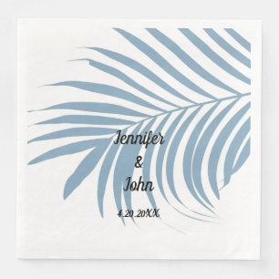 Serviette En Papier Mariage mignon d'arbre de palmier tropical bleu po