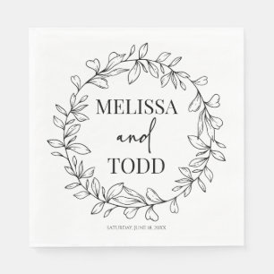 Serviette En Papier Mariage minimal de serrure et de feuille