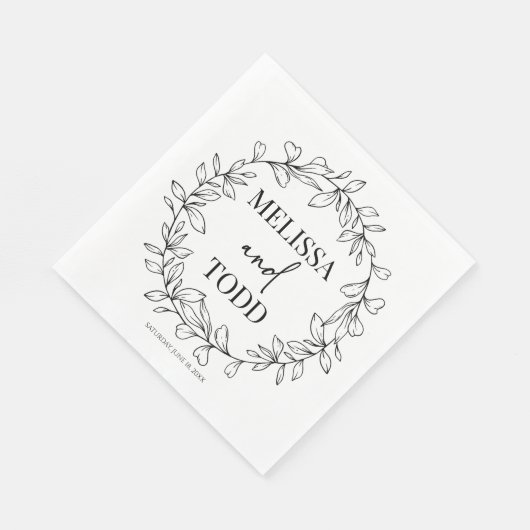 Serviette En Papier Mariage minimal de serrure et de feuille (Coin)