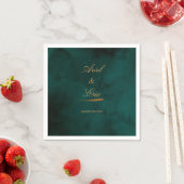 Serviette En Papier Mariage minimal Emerald Green et Gold Script (En situation)
