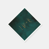 Serviette En Papier Mariage minimal Emerald Green et Gold Script (Coin)