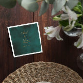 Serviette En Papier Mariage minimal Emerald Green et Gold Script