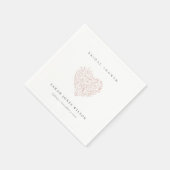 Serviette En Papier Mariage Minimal Fleur Rose Pâle Cœur (Coin)