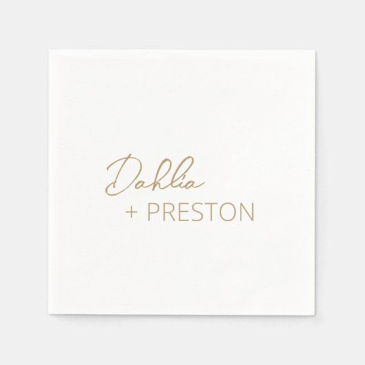 Serviette En Papier Mariage minimal Gold Modern (Devant)