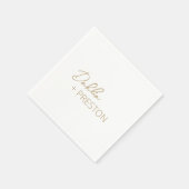 Serviette En Papier Mariage minimal Gold Modern (Coin)
