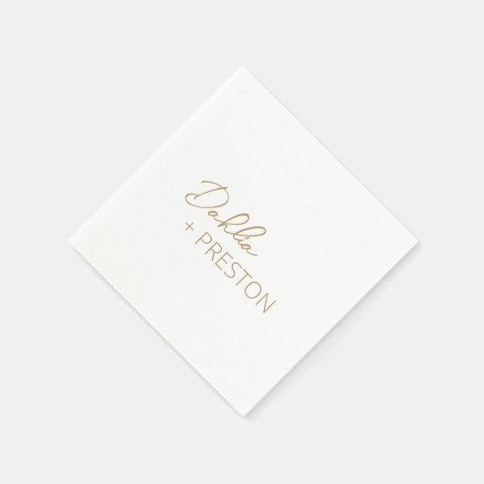 Serviette En Papier Mariage minimal Gold Modern (Coin)