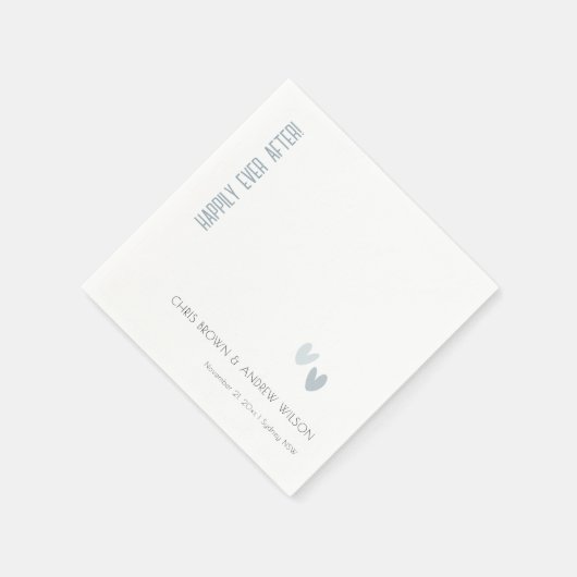 Serviette En Papier Mariage minimal Pastel Dusky Blue Hearts (Coin)