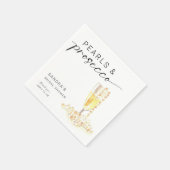 Serviette En Papier Mariage minimal personnalisé perles et Prosecco (Coin)