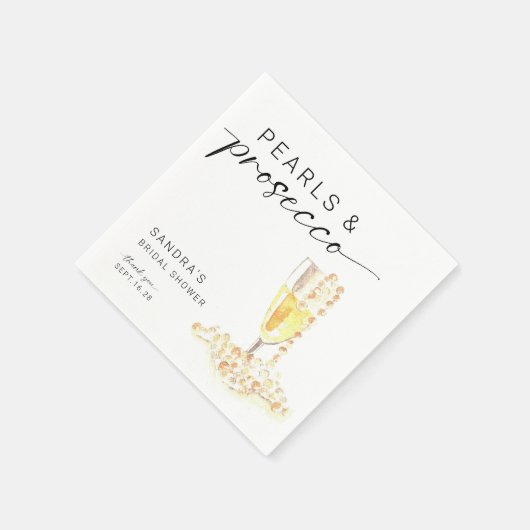 Serviette En Papier Mariage minimal personnalisé perles et Prosecco (Coin)
