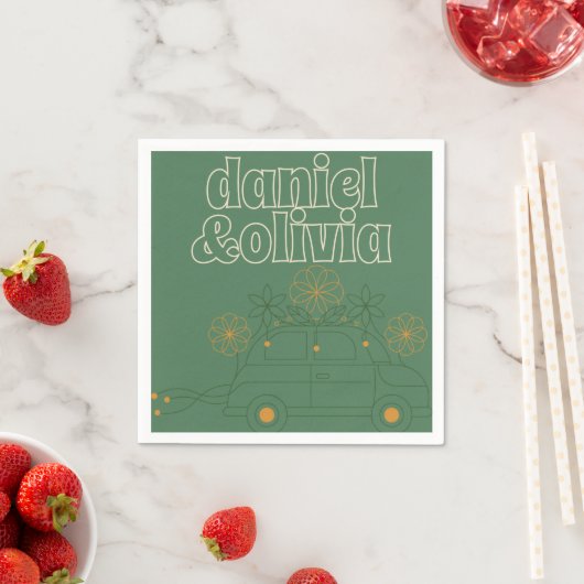 Serviette En Papier Mariage minimal Vosvos vert (En situation)