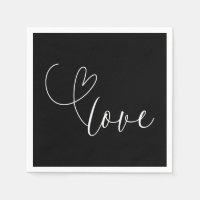 Mariage minimaliste Amour noir et blanc coeurs mod