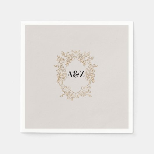 Serviette En Papier Mariage minimaliste beige (Devant)