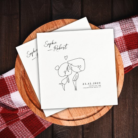 Serviette En Papier Mariage minimaliste blanc super mignon