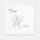 Serviette En Papier Mariage minimaliste blanc super mignon (Devant)