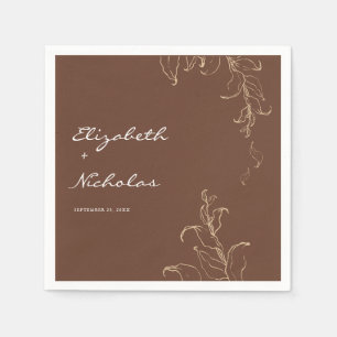 Serviette En Papier Mariage minimaliste bohème botanique en terre cuit