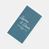 Serviette En Papier Mariage minimaliste Canoe Blue Script (Coin)