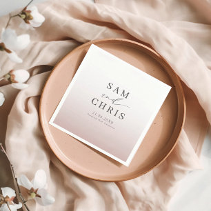 Serviette En Papier Mariage minimaliste chic Rose Gold monogramme