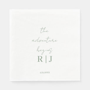 Serviette En Papier Mariage Minimaliste Citation Écriture Monogramme V