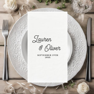 Serviette En Papier Mariage minimaliste de script blanc