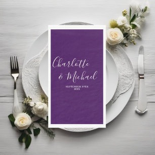 Serviette En Papier Mariage minimaliste de script violet