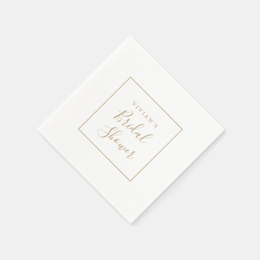 Serviette En Papier Mariage Minimaliste Doré (Coin)