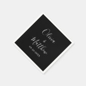 Serviette En Papier Mariage minimaliste élégant noir classique (Coin)