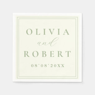 Serviette En Papier Mariage Minimaliste Élégant Vert Sauge