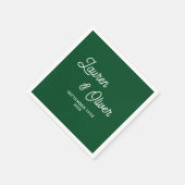 Serviette En Papier Mariage minimaliste Emerald Green Script (Coin)