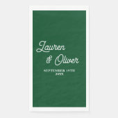 Serviette En Papier Mariage minimaliste Emerald Green Script (Devant)