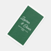 Serviette En Papier Mariage minimaliste Emerald Green Script (Coin)