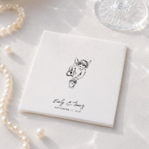 Serviette En Papier Mariage Minimaliste Encre Fantaisiste Dessiné à la