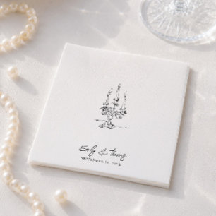 Serviette En Papier Mariage Minimaliste Encre Fantaisiste Dessiné à la