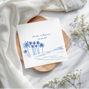 Serviette En Papier Mariage Minimaliste Été Romantique Palmier Fantais