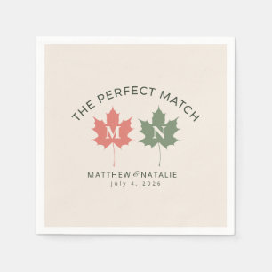 Serviette En Papier Mariage Minimaliste Feuille d'Érable Terracotta Sa