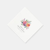 Serviette En Papier Mariage Minimaliste Fleurie Aquarelle Personnalisé (Coin)