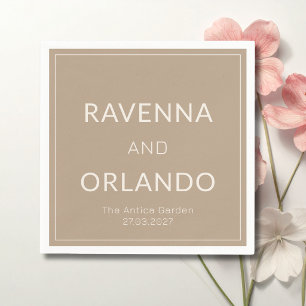 Serviette En Papier Mariage minimaliste ivoire taupe Old Money