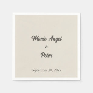Serviette En Papier Mariage Minimaliste Lettre Chaude Neutre