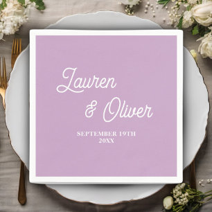 Serviette En Papier Mariage minimaliste Lilac Purple Script