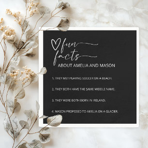Serviette En Papier Mariage Minimaliste Moderne Faits Amusants Noir & 