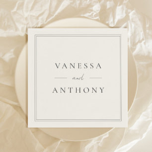 Serviette En Papier Mariage minimaliste moderne noir et blanc