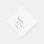 Serviette En Papier Mariage minimaliste moderne noir et blanc (Coin)