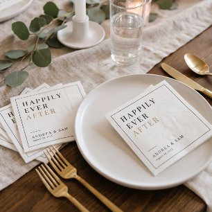 Serviette En Papier Mariage minimaliste moderne pour toujours heureux