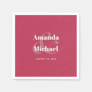 Serviette En Papier Mariage minimaliste moderne simple Magenta