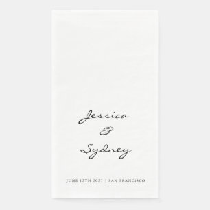 Serviette En Papier Mariage minimaliste noir et blanc